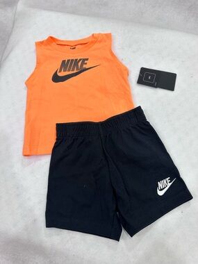 Boy’s Nike Bright Orange Top and Black Shorts Set